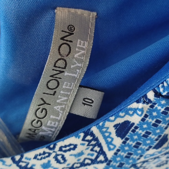 Maggy London Patchwork Print Stretch Sleeveless Maxi Dress- Sz. 10 - Picture 2 of 14